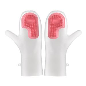 Dishwashing Gloves Waterproof Anti Slip with Brush Head Household Cleaning Durable Kitchen Dishes and Dishes