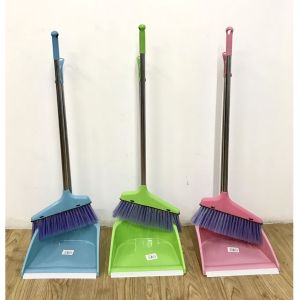 2 in 1 Broom and Dustpan Set Dust Pan with Stainless Handle Cleaning Brush Broom Floor Sweep