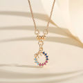 Y635 【COD】Kalung Titanium Wanita Anti Karat Kristal Berlian Berwarna Mewah Emas 18K Perhiasan korea liontin. 