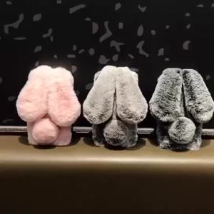 Bunny Hair Soft Cover Phone Cases For iPhone 17 Pro Max Case 17Air 16 promax 15 14 13 12 11 Rabbit Winter Plush Shell
