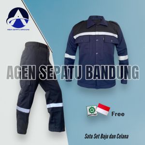 Seragam Safety Tangan Panjang Kombinasi - Seragam Proyek - Seragam Lapangan Skotlet - Wearpack Atasan - Katelpak Atasan Panjang