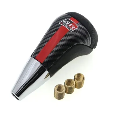 🏁 GR Sport Carbon Leather Shift Knob ✨ Automatic Transmission Gear Lever for Toyota Hilux/Fortuner/Corolla Vios Innova Racing Style Carbon Fiber Look Leather Grip Easy Install with Adapters COD ✅