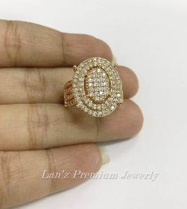 Cincin Hijab Big Ovale Solitare Titanium 22K (Emas)