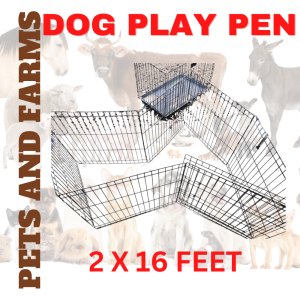 DOG CAGE PET PLAY PEN BLACK 2 X 16 FEET