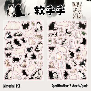 Cute Lazy Cat Vibe Purr Purr Series PET Stickers Waterproof DIY Decorations Journal Scrapbooking Collage Labels