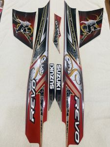 Bộ tem decal dán xe máy Suzuki Revo màu đỏ bạc zin thái siêu đẹp