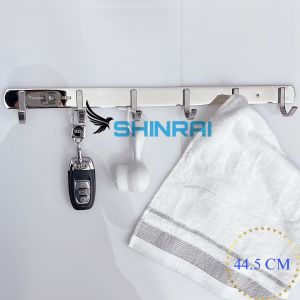 ( Dán Tường - Khoan Tường ) Móc Treo Đồ Móc Treo Quần Áo Nhà Tắm INOX SUS304 SHINRAI 4 Móc Vuông