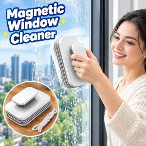 Home&Life.8 Double Sided Magnetic Window Cleaner Strong Adsorption Widened Cleaning Area Replaceable Cloth High Rise Glass Cleaning Tool