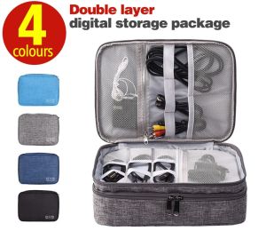 Travel Organizer Electronic Organizer Double Layer Travel Gadget Storage Bag for Cables Cord USB Flash Drive Power Bank and More-a Sleeve Pouch