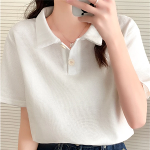 Women Formal working top Korean short sleeved POLO shirt Top