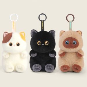 NEXTGENYUN Stuffed Animals Black Cat Plush Toy Keychain Kawaii Furry Siamese Cat Doll Pendant Cute Soft Cat Plush Pendant Bag Decor
