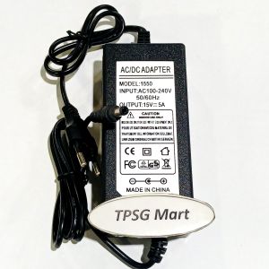 Nguồn Adapter DC 15V - 5A dây liền / Đầu cắm 5.5mm X 2.1mm