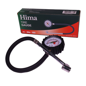HIMA Heavy Duty Tire Pressure Gauge 0–220 PSI | 2.5" Dial Truck Gauge with Steel Case Hose & Rubber Guard