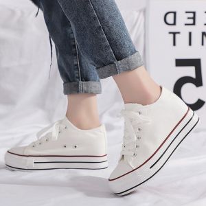 Sepatu Kanvas Wanita Sepatu Wedges Meningkatkan Sepatu Wanita Sepatu Putih / Kuning Bernapas shoes