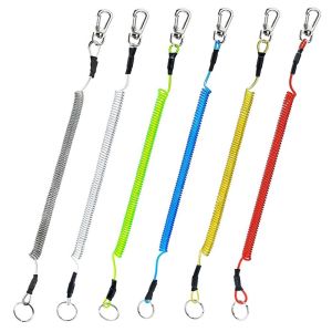 BLACKON Fishing Security Portable Anti-lost Tackle Elastic Steel Wire Outdoor Secure Buckle Lock Fishin Spring Rope Lanyard Keychain