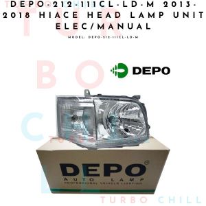 2013-2018 HIACE HEAD LAMP UNIT ELEC/MANUAL DEPO-212-111CL-LD-M LEFT/ DRIVER SIDE