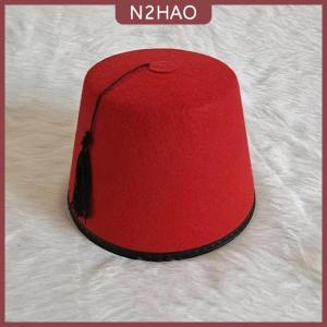 N2HAO  Vòng cảm thấy fez cap thoáng khí màu Đỏ fez hat Moroccan hat cosplay Thổ Nhĩ Kỳ tua cap lễ hội Nguồn cung cấp