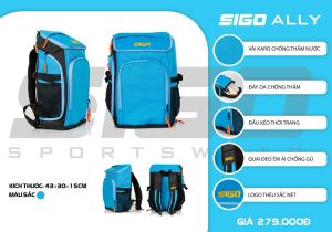[IN ẤN MIỄN PHÍ] Balo thể thao SIGO ALLY đựng giày bóng đá tập gym du lịch vải karo chống thấm nước quai đeo mút chống gù khóa kéo kim loại