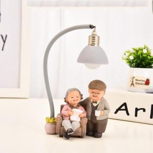 Romantic Old Couple Figurines Miniature Home Decor Happy Couple Figurine