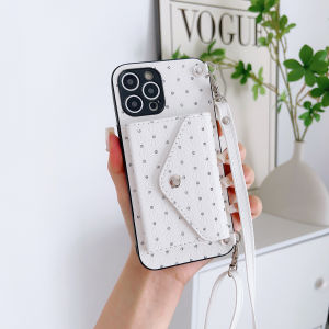 เคสสำหรับ IPhone14 Pro Max พร้อมสายคล้องคอแนวทแยงเคสโทรศัพท์มือถือเคสช่องใส่การ์ดเคสป้องกันเคสหนังพร้อมถุงคลุมกระเป๋ากระเป๋าสตางค์ใส่บัตรและเชือกสำหรับ iPhone 15 Pro Max 13 Pro Max 11 12 Pro Max 15 Promax 14 Plus X XR XS Max 7บวก8พลัส