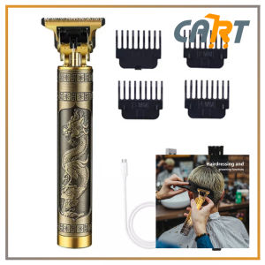 CART Alat Cukur Rambut Kumis Jenggot Profesional Hair Clipper Vintage Elektrik Mesin Sistem Recharge Motif Naga