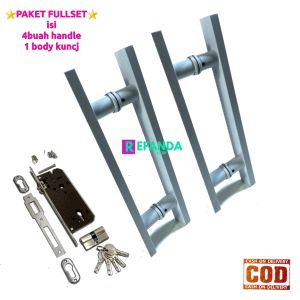 fullset lock body kunci dan 4 bauh gagang tarikan pegangan pintu rumah untuk pintu depan model kupu tarung daun pintu2