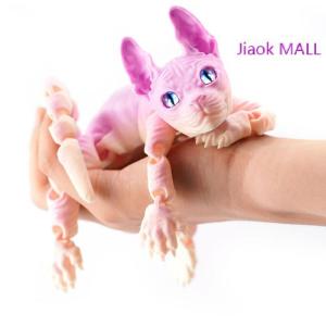 Jiaok MALL 3D Printed Sphynx Cat Animal Toy Realistic Hairless Figurine Cat Fidget Toy For Cat Lover Collector Home Decoration