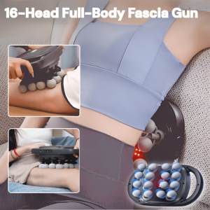Massage Gun 16-Head Fascia Gun Deep Muscle Massager Muscle Pain Relief Full-Body Massage