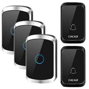 Wireless Doorbell Waterproof 1 2 Button 1 2 3 Receiver 300M Remote LED Light Home Door Bell Wireless Battery Calling Chime