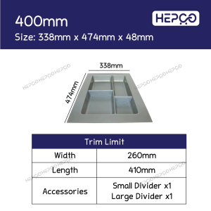 Plastic Material Cuttable Cutlery Storage Holder With Movable Divider For Drawer Storage