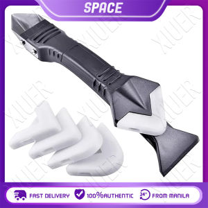 3 in 1 Silicone Caulking Tools (Stainless Steelhead) Sealant Finishing Tool Grout Scraper Reuse and Replace 5 Silicone Pads Great Tools for Kitchen Bathroom Window Sink Joint