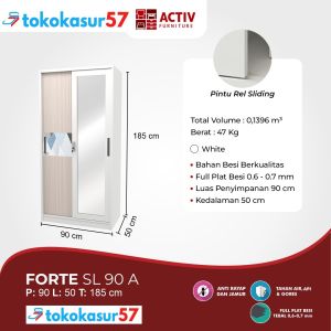 Lemari Pakaian Besi Sliding dengan Cermin Tahan Karat Anti Rayap dan Anti Jamur FORTE SL90 Activ Furniture