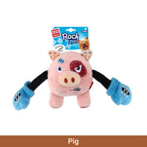 GiGwi Rock Zoo - Bungee Plush Dog Toy (with squeaker)