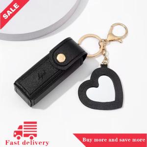 [COD] Solid Color Portable Lipstick Bags Wallet Keychain Mini Storage Bag For Women Lipsticks Protective Cover With Mini Makeup Mirror
