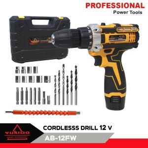 YUKIDO 10MM bor baterai cas komplit 12V murah Cordless Drill Battery Fungsi Bor Cordless bolak balik