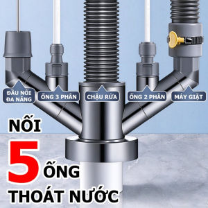 Bộ Đầu Nối Ống Thải Bồn Rửa Chén Lavabo Máy Lọc Nước Đa Đầu Ra Cùng Lúc Thiết Bị Vệ Sinh Chữ Y Thoát Nước Nhanh Khử Mùi Ngăn Trào Ngược Tuyệt Đối Lắp Đặt Dễ Dàng Vừa Ống Phi 50 và Phi 75 Tiết Kiệm Không Gian Tối Đa Dưới Gầm Tủ Nhà Bếp