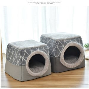 SKISOPGO Foldable Small Dogs Bed for Crate Puppy Sleeping Mat Pad Pet Supplies All Season General Soft Warm Closed Type Cat House