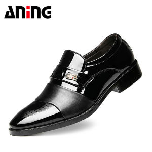 Sepatu Kulit Bisnis Pria Ukuran Plus    Slip On dengan Kotak Sepatu 8807