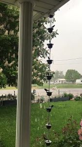 Th-วินเทจโลหะนกลมระฆังเหล็กศิลปะตกแต่งสวนกลางแจ้งลานจี้หัตถกรรมโซ่ฝน