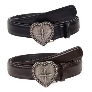 Engraved Heart Buckles Waist Belt PU Leather Design Adjustable Western Waist Strap For Women Jeans Pants Waist Decoration