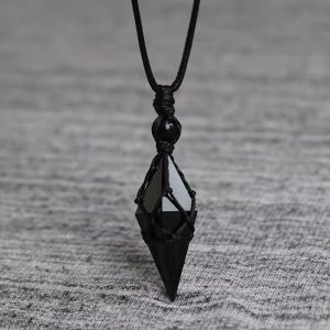COVIEEZB Hình học Dây chuyền đá đen Dây thừng có thể điều chỉnh Bohemian dây chuyền đá Sáng tạo Làm thủ công Dây chuyền đá Nam Giới Nữ Giới