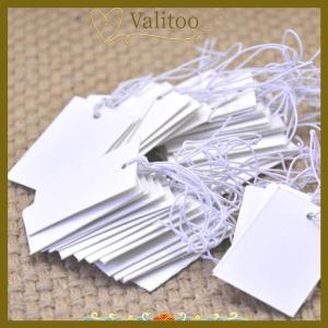 [Valitoo] ป้ายราคาเครื่องประดับกระดาษสีขาว100ชิ้นพร้อมเชือกยางยืด5*3ซม.