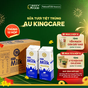 Thùng 12 Hộp Sữa tươi tiệt trùng AU KingCare nguyên kem không đường 1L - Sữa Úc nguyên chất 100% nhập khẩu chính hãng.