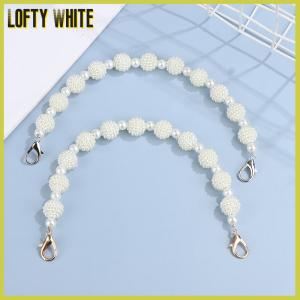 Lofty White Bag Strap Handbag Handle Belts Purse Handles Beaded Chain Bag Accessories