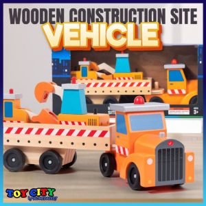 Wooden Construction Vehicle Transport Toy Set