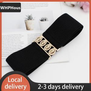 [COD] WHPHous Ship within 24 hours Womens Wide Elastic Waist Belt Fashion Simple Metal Buckle Waistband Corset Cinch Belt Dress Stretchy Belts