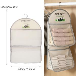 3-layers Hanging Mesh Bag / Socks Underwear Storage Bag / Dorm Closet Organizer Bag / Wall Mounted & Large Capacity