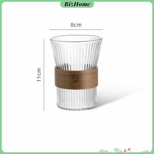 BizHome ถ้วยน้ำผลไม้ แล้วใสลายจีบถี่ ถ้วยกาแฟ ถ้วยนม glass cup