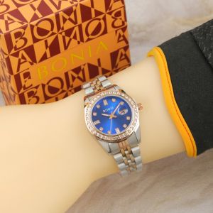 Box Exclusive Jam Tangan Bonia Permata Kombi VA-985OR / Jam Tangan Fashion Wanita Tali Rantai Diameter 36cm