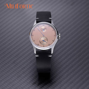 Milifortic Jumping Hour Auto R077 Vintage Small Seconds ST17 Movement Jump Hour Salmon Dial Men Watches